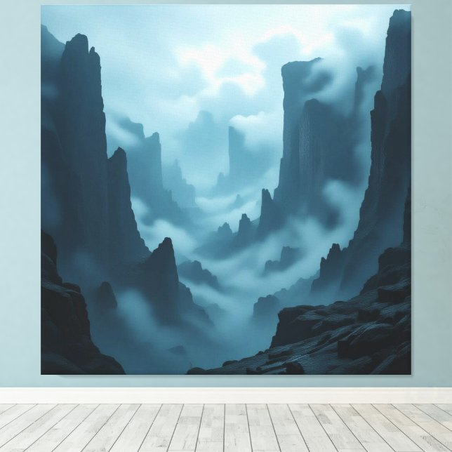 Lienzo „Am Rand des Abgrunds – Zwischen Mut und Mysterium (Insitu (piso de madera))