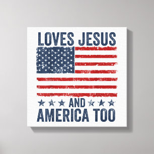 Lienzo Ama a Jesús y a Estados Unidos También Dios Cristi