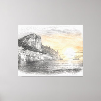 Lienzo Amalfi coast cliffside village sunset drawing