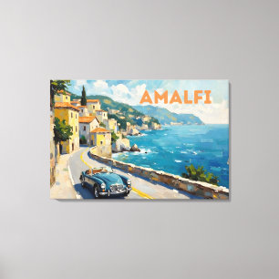 Lienzo Amalfi Coast Drive : Pintura de Aceite Paisaje Ret