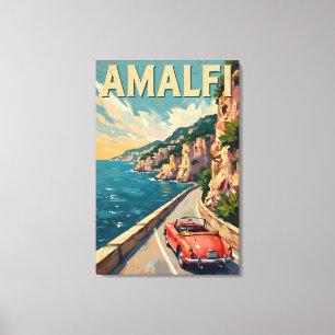 Lienzo Amalfi Coast Drive : Pintura retro de petróleo ita