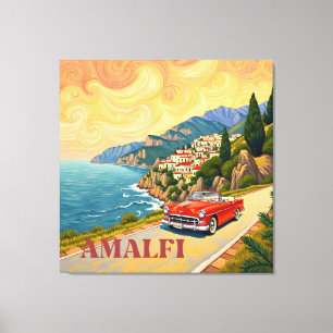 Lienzo Amalfi Coast Retro Drive : Van Gogh Style