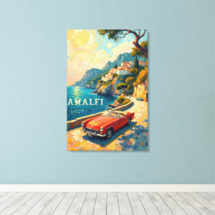 Lienzo Amalfi Coast Retro Travel : Van Gogh Style