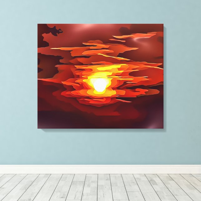 LIENZO AMANECER ABSTRACTO FOGOSO ROJO NARANJA (Insitu (piso de madera))
