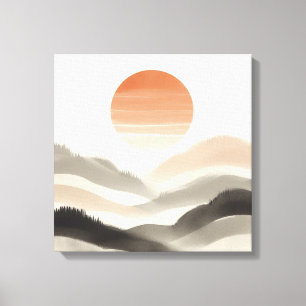 Lienzo Amanecer Brumoso Japandi Capas Suaves de la Natura
