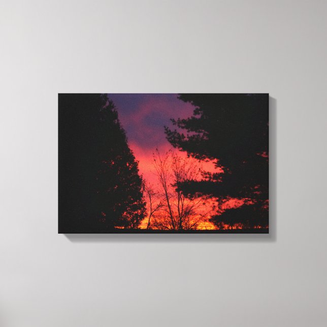 Lienzo Amanecer carmesí sobre Hubbell, Michigan (Anverso)