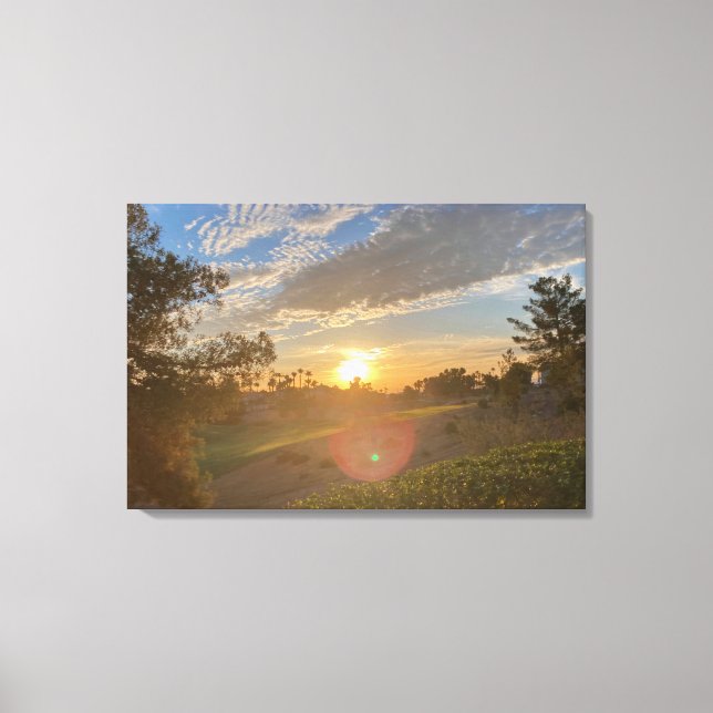 Lienzo Amanecer desértico sobre el campo de golf de Las V (Anverso)