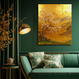 Lienzo Amanecer Dorado majestuoso de inspiración asiática