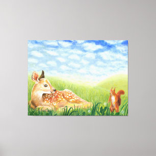 Lienzo Amanecer en el Ilustracion de hierba