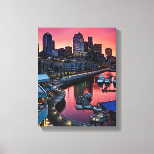 Lienzo Amanecer en el muelle 66 mirando hacia abajo en el