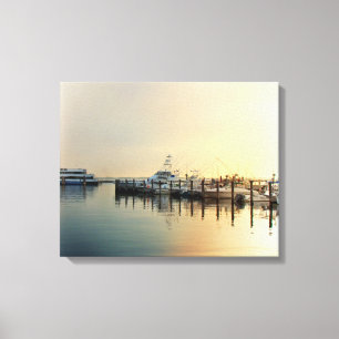 Lienzo Amanecer En El Puerto - Barcos