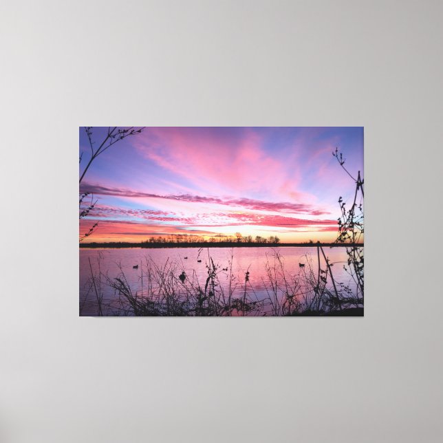 Lienzo Amanecer en la ciega del pato (Anverso)