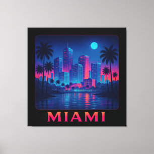Lienzo Amanecer en Miami - Horizonte de Neón