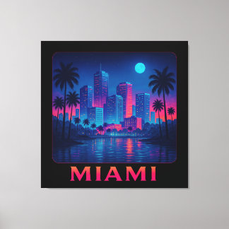 Lienzo Amanecer en Miami - Horizonte de Neón