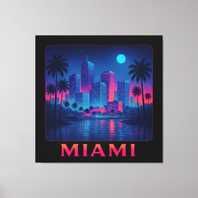 Lienzo Amanecer en Miami - Horizonte de Neón (Anverso)