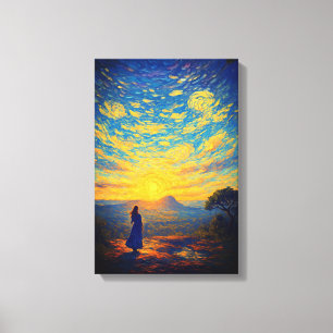 Lienzo Amanecer radiante en Pha Chanadai - Estilo Van Gog