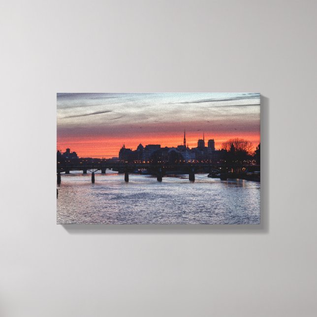 Lienzo Amanecer sobre Ile de la Cite y Notre Dame - París (Anverso)