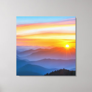 Lienzo Amanecer sobre las montañas