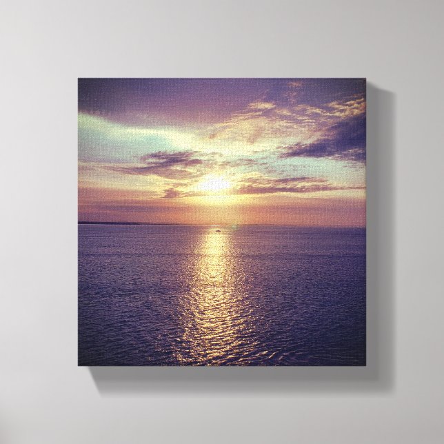Lienzo Amanecer Sobre Las Ondas Del Océano (Anverso)