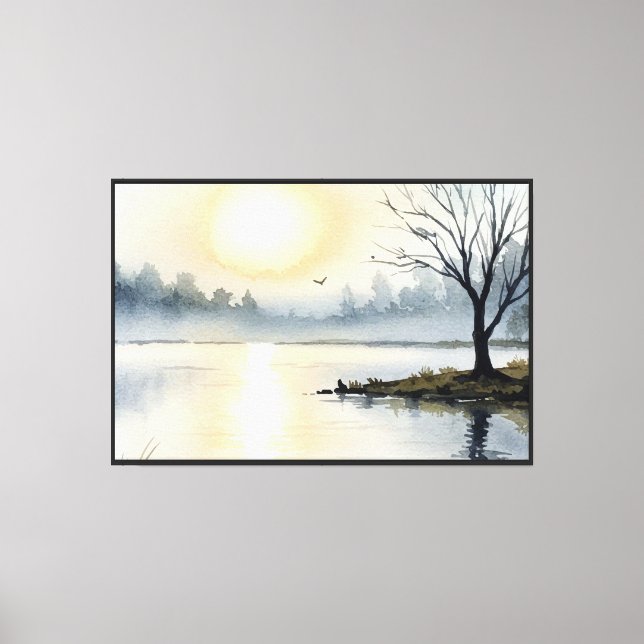 Lienzo Amanecer sobre un lago (Anverso)