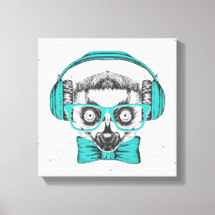 Lienzo Amante de la música del Lemur el  