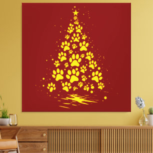 Lienzo Amante de Perros Huella de Pata Árbol de Navidad 4
