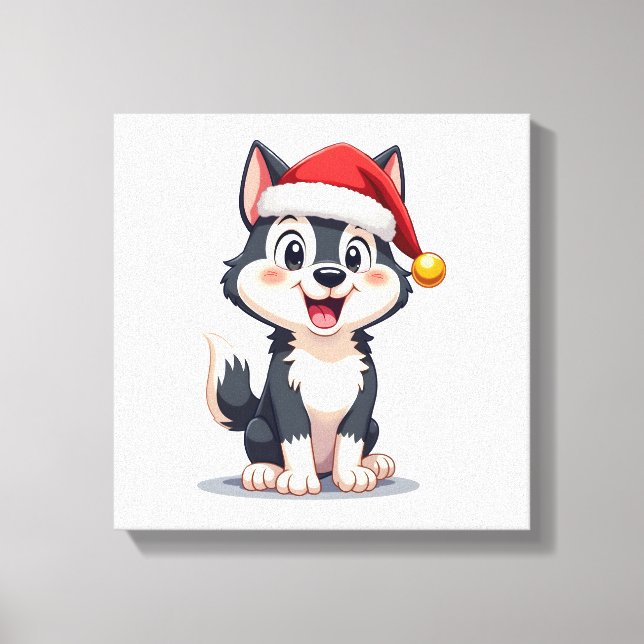 Lienzo Amante del perro Husky de Navidad Malamute (2) (Anverso)