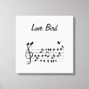 Lienzo Amantes cantando canciones entre notas musicales