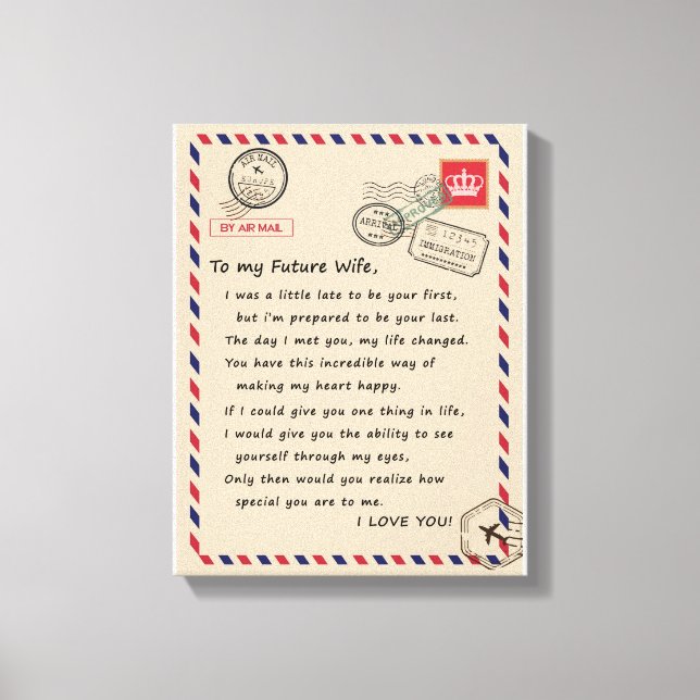 Lienzo Amantes de Esposas | A mi futura esposa te amo (Anverso)