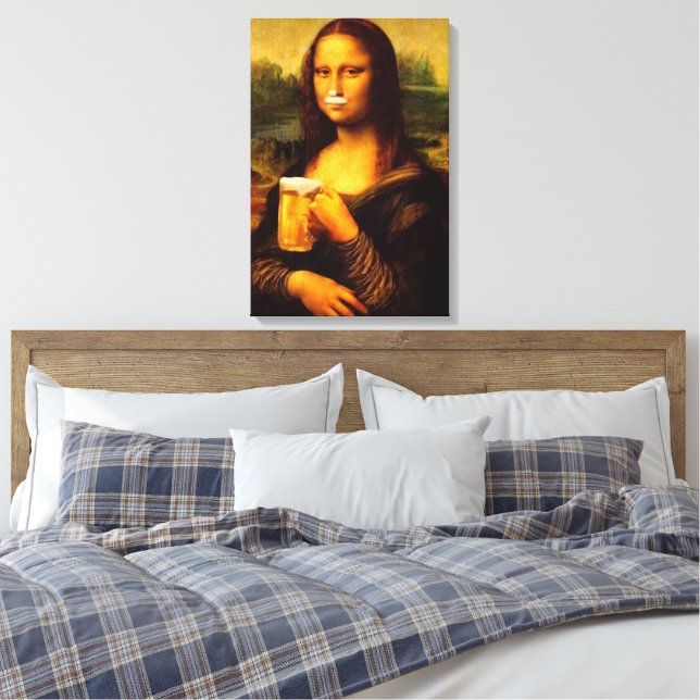 Lienzo Amantes de la cerveza Mona Lisa (Insitu(Dormitorio))
