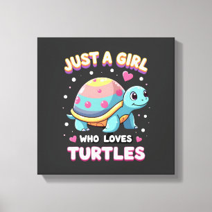 Lienzo Amantes de la tortuga reptil marino solo una chica