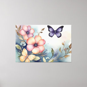 Lienzo Amantes de mariposa floral y singulares