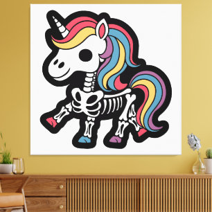 Lienzo Amantes del esqueleto divertido unicornio Hallowee
