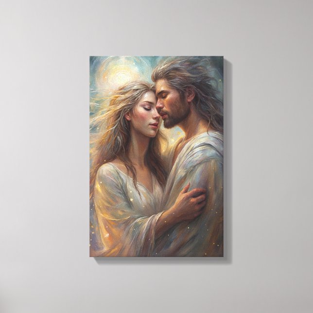 Lienzo Amantes etéreos Soñosos Aceite Romántico Pintura A (Anverso)