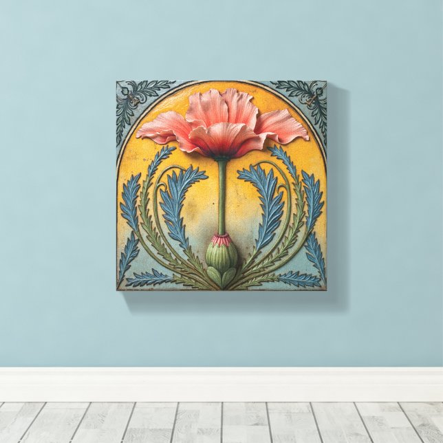 Lienzo Amapola rosa al atardecer (Insitu (piso de madera))