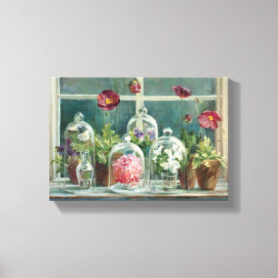 Lienzo Amapolas púrpuras en un Windowsill