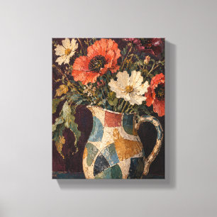 Lienzo Amapolas silvestres en un jarrón de patchwork Flor