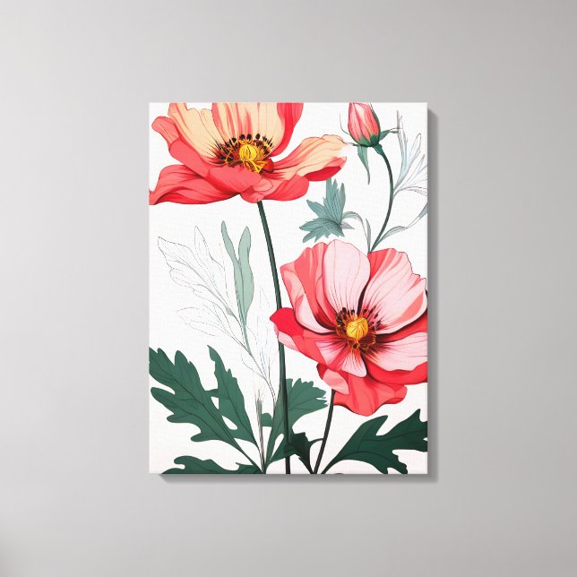 Lienzo Amapolas soñadoras rosadas (Anverso)