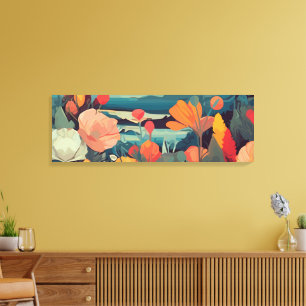 Lienzo Amapolas y colas de zorro Campo de flores abstract