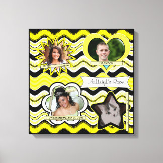 Lienzo Amarillo Funky, Negro, Pared Fotográfica Blanca Co