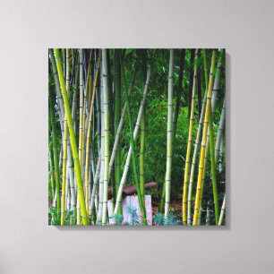 Lienzo Amarillo y gris de bambú hermosos del verde de la