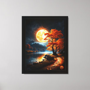 Lienzo Ámbito encantado de la luna Naranja por Xzendor7