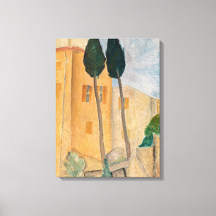 Lienzo Amedeo Modigliani - Cipreses y Casas en Cagnes