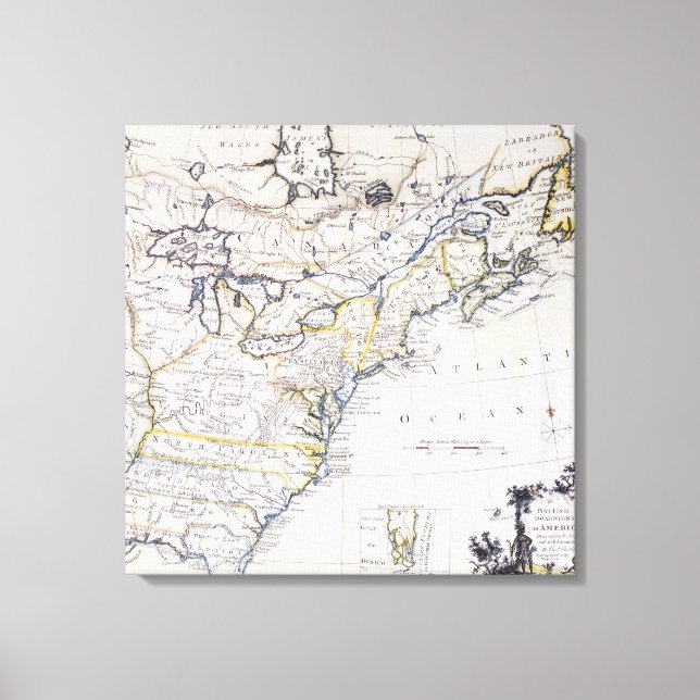 Lienzo AMÉRICA COLONIAL: MAPA, c1770 (Anverso)