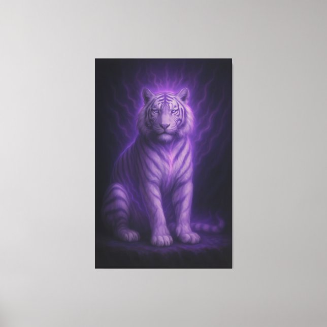 Lienzo Amethyst Aura White Tiger – Mystic Purple Divine F (Anverso)