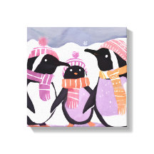 Amigos Pingüinos de Navidad | Acuarela de Invierno