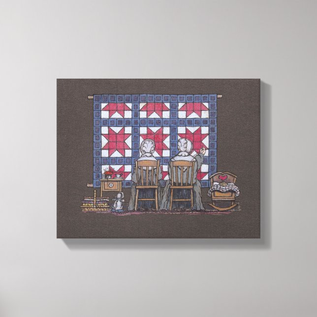 Lienzo Amish Women Quilting (Anverso)