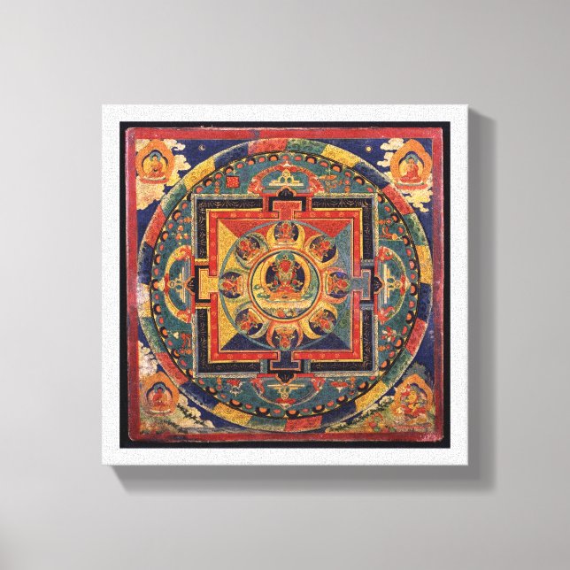 Lienzo Amitayus mandala, escuela tibetana del siglo XIX (Anverso)