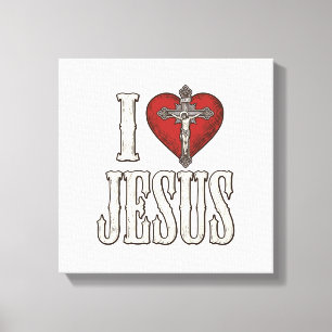 Lienzo Amo a Jesús Diseño de Camiseta de Fe con Grabado V