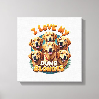 Lienzo Amo a mis tontas rubias Retrievers Dorados Vintage